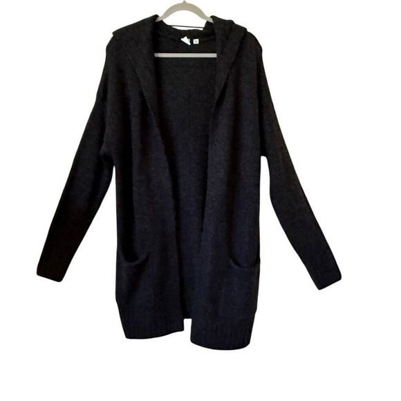 Gap Dark Heather Gray Oversized Long Hooded Cardigan Sz M Cozycore, Lounge - Picture 2 of 15